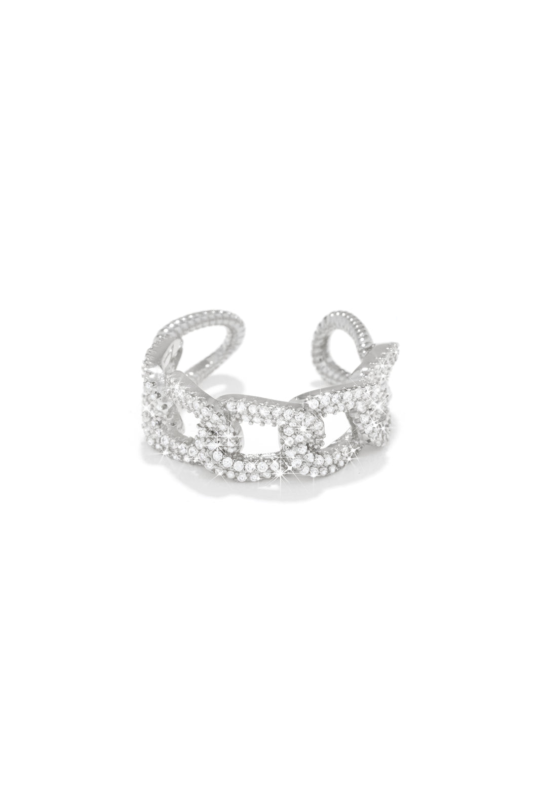 Alanna Embellished Adjustable Ring - Silver