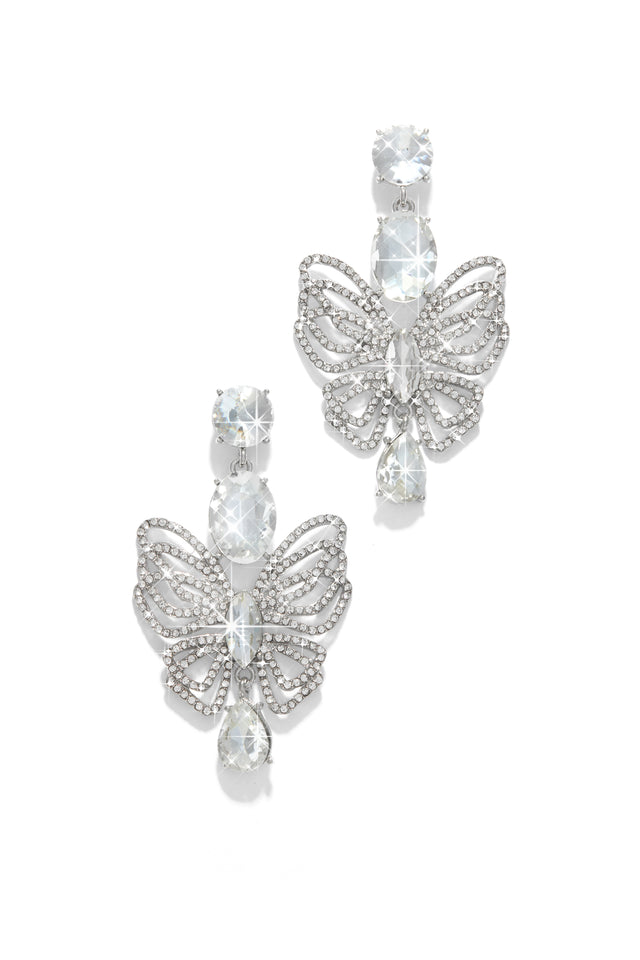 Load image into Gallery viewer, Silver and Clear Earrings
