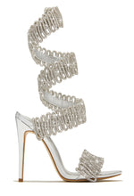 Load image into Gallery viewer, Exotic Touch Embellished Coil Strap High Heels - Silver
