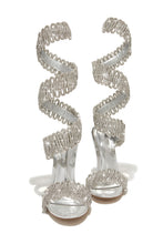 Load image into Gallery viewer, Exotic Touch Embellished Coil Strap High Heels - Silver
