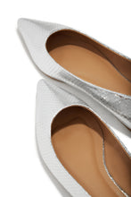 Load image into Gallery viewer, Embossed Snake Silver-Tone Flats
