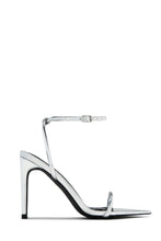 Load image into Gallery viewer, Silver-Tone Open Pointed Toe Single Sole Heels
