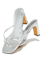 Load image into Gallery viewer, Silver-Tone Mid Heel Mules
