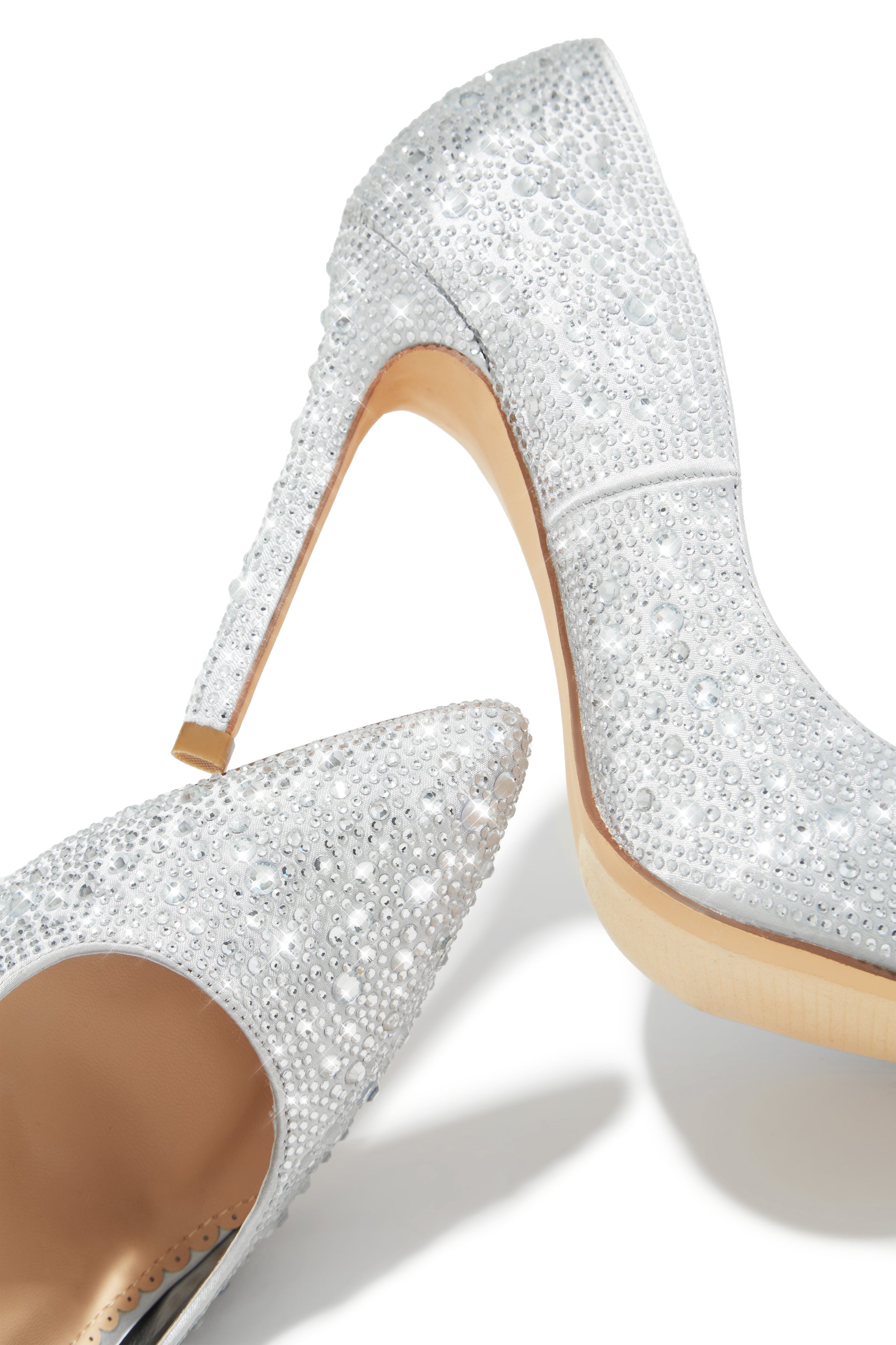 Miss Lola | Kelly Silver Embellished High Heel Pumps – MISS LOLA