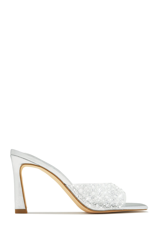 Load image into Gallery viewer, Silver-Tone Single Sole Mule Heels

