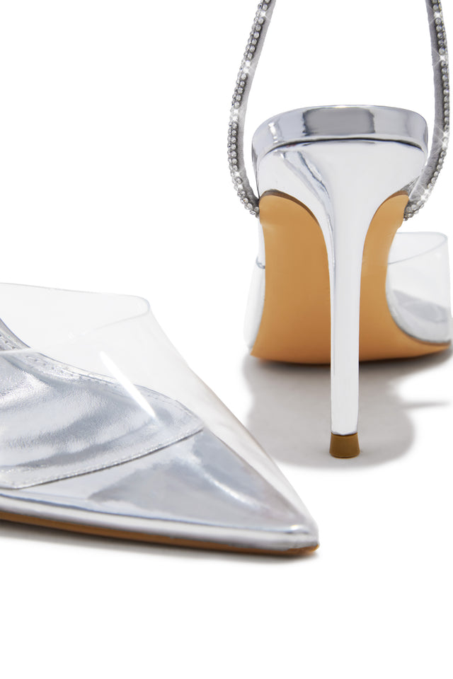 Load image into Gallery viewer, Special Guest Embellished Clear Heels - Silver
