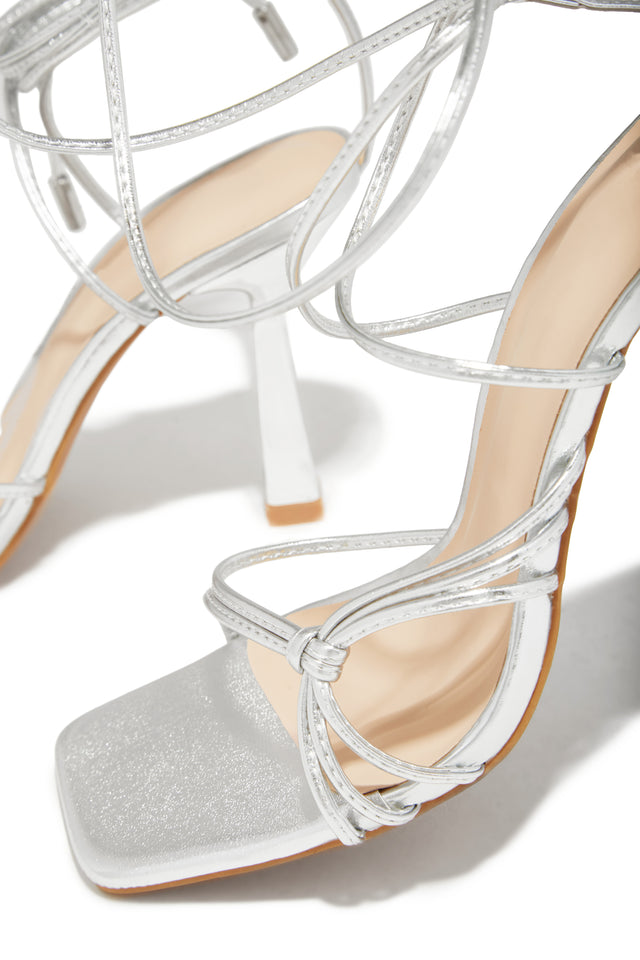 Load image into Gallery viewer, Aileen Lace Up Heels - Silver
