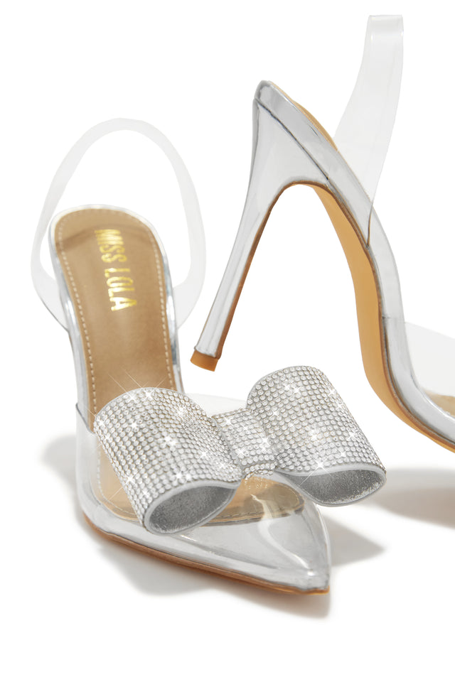 Load image into Gallery viewer, Silver-Tone Embellished Heels
