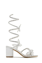 Load image into Gallery viewer, Fantasy Embellished Around The Ankle Coil Block Heels - Silver
