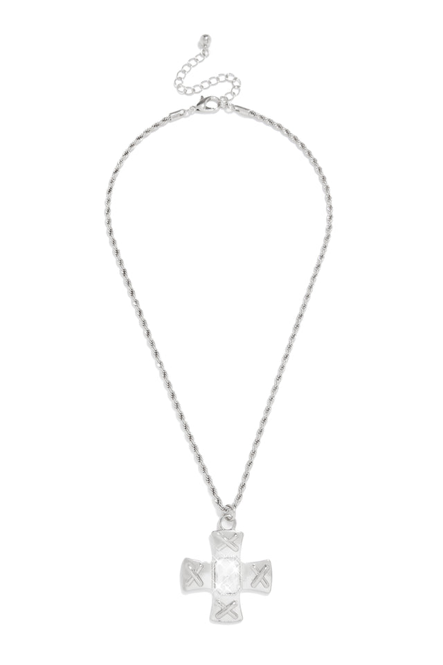 Load image into Gallery viewer, Silver Bling Cross Necklace

