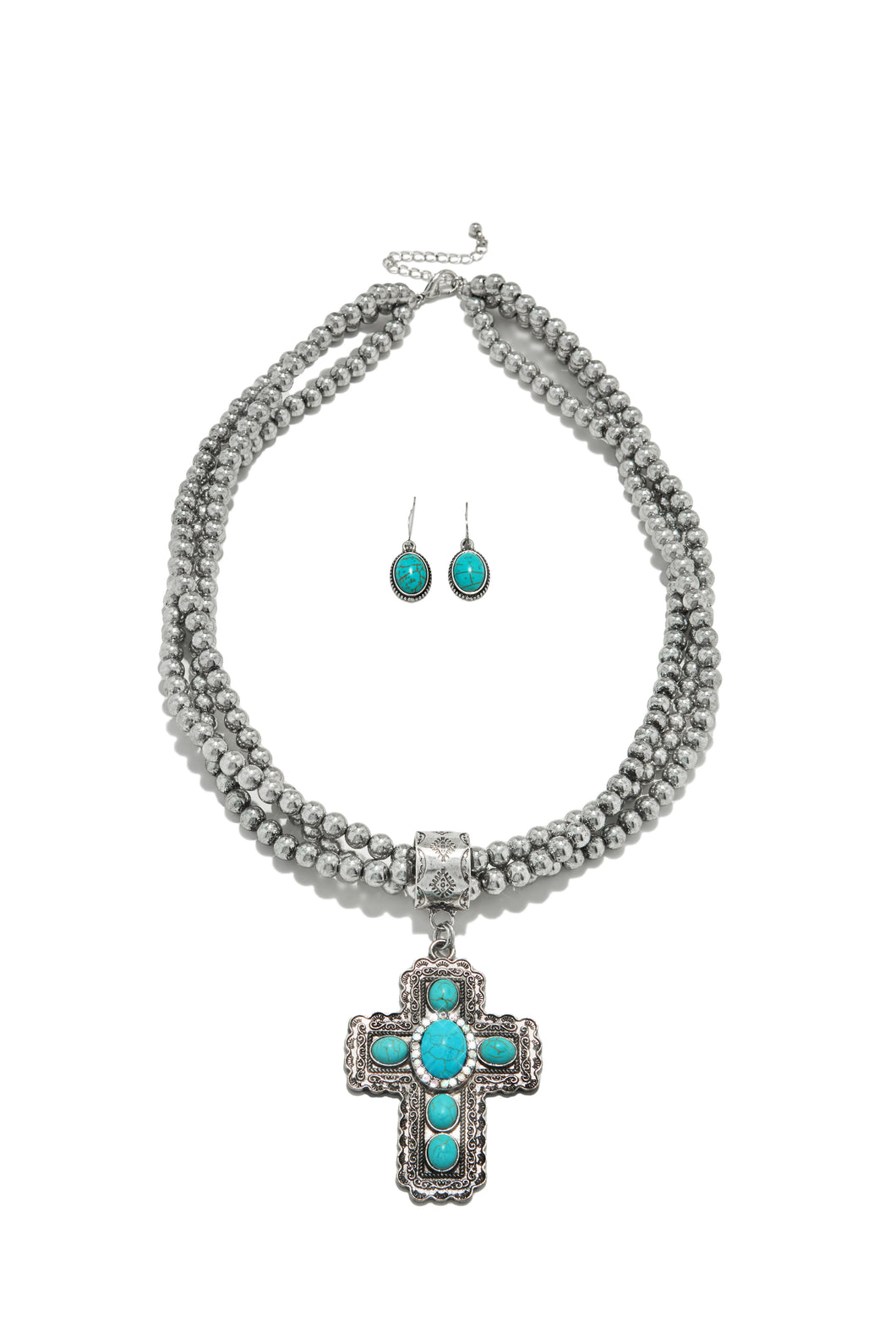 Farley Necklace Set - Silver Turquoise