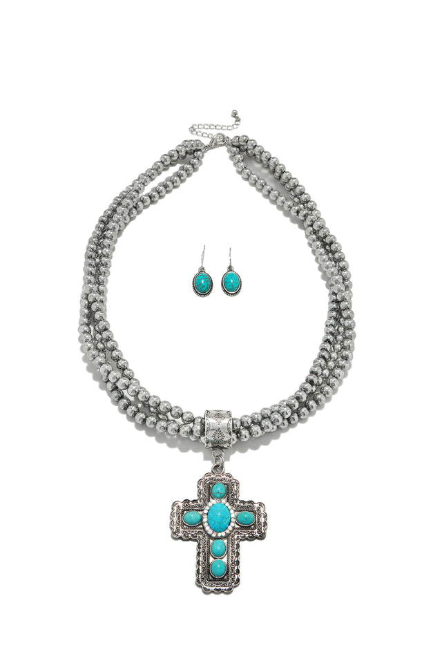 Load image into Gallery viewer, Farley Necklace Set - Silver Turquoise
