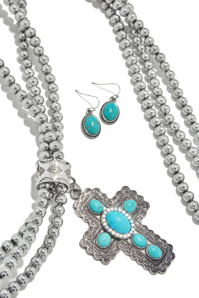 Load image into Gallery viewer, Farley Necklace Set - Silver Turquoise
