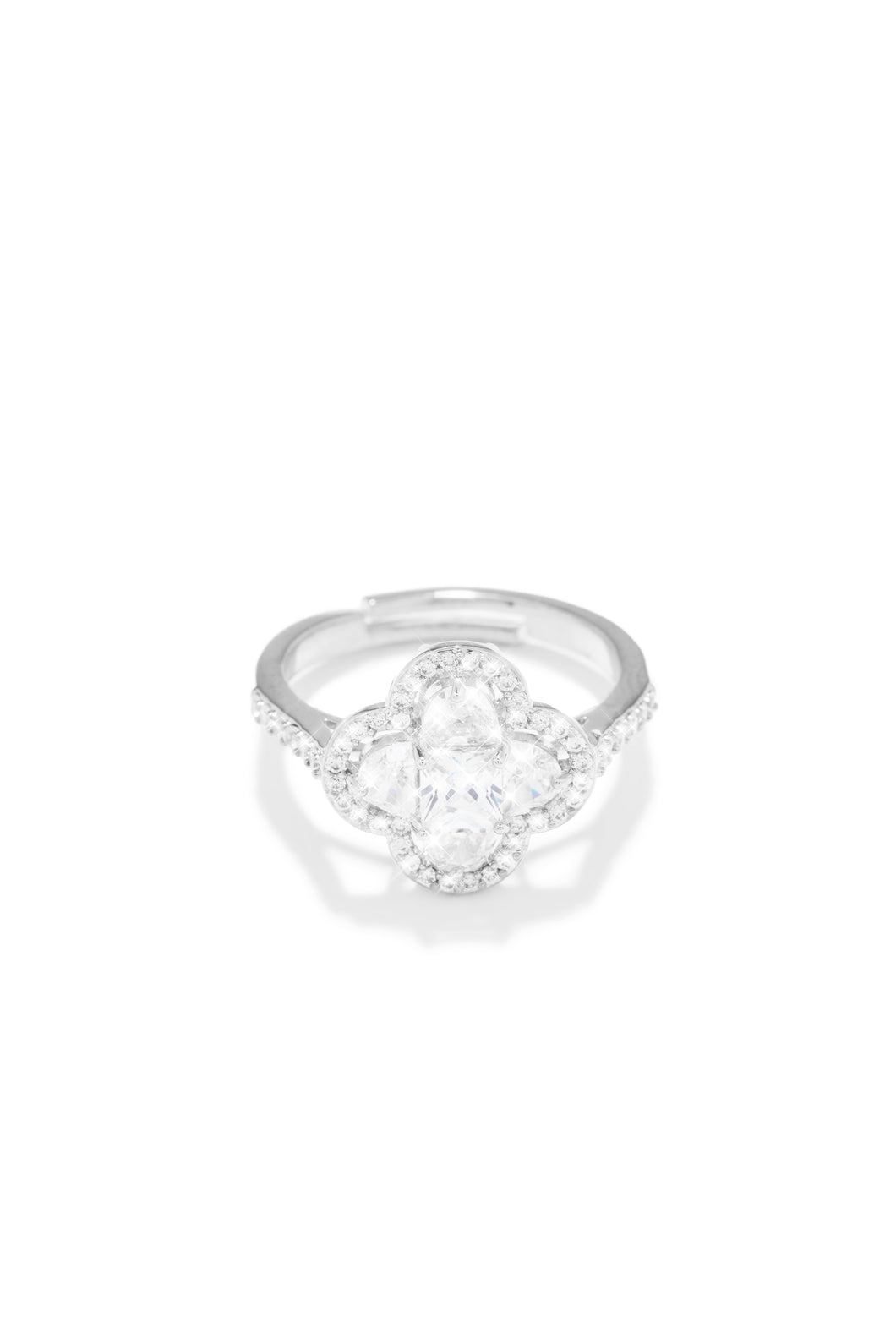 Silver-Tone Cubic Zirconia Embellished Ring