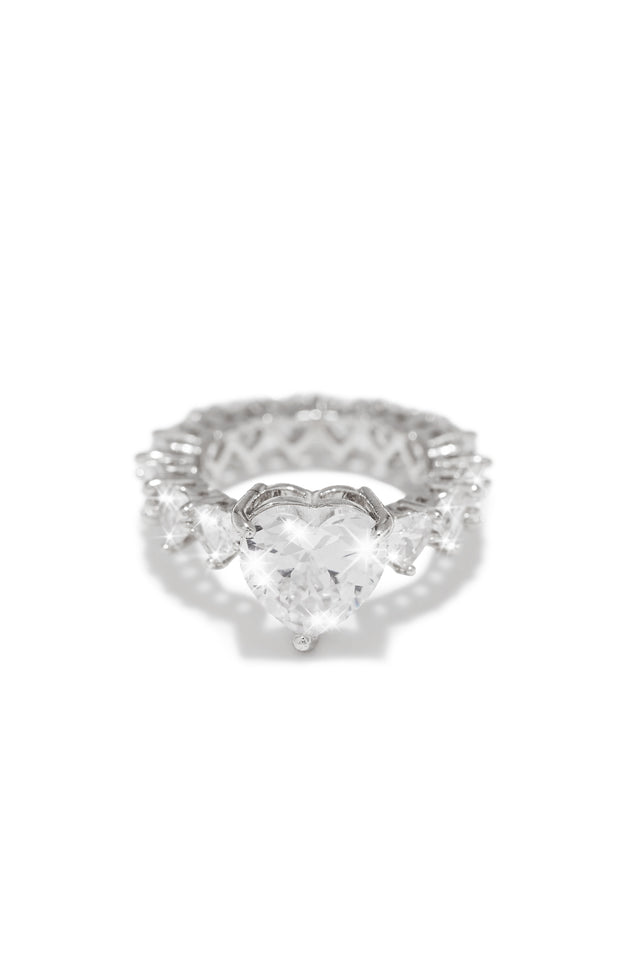 Load image into Gallery viewer, Silver Heart Embellished Ring
