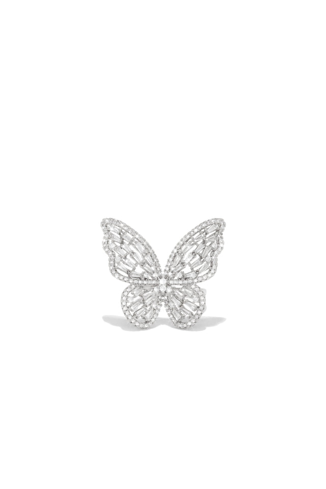 Load image into Gallery viewer, Rhodium Plated Butterfly Ring
