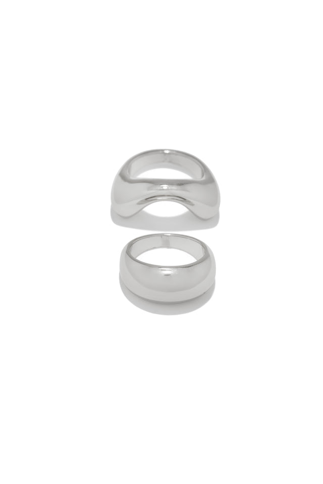 Load image into Gallery viewer, Two Piece Silver Tone Ring Set

