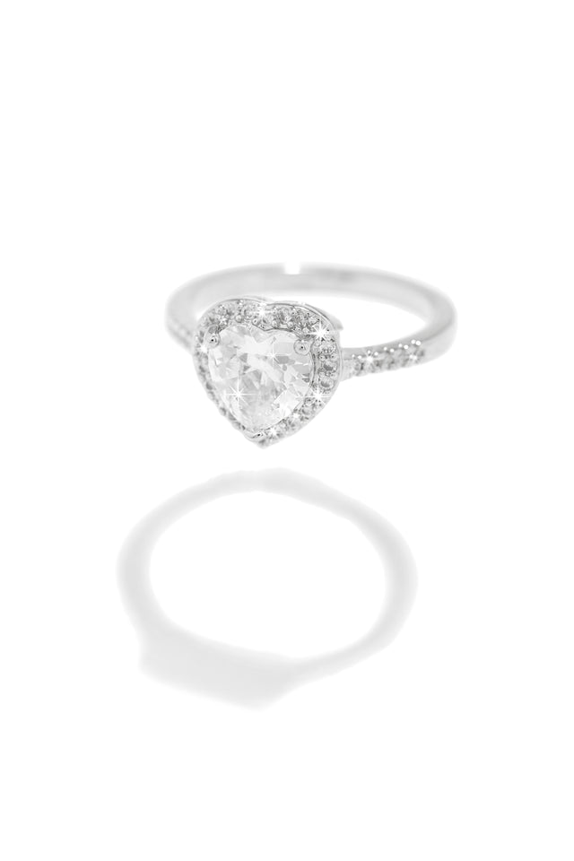 Load image into Gallery viewer, Only Yours Embellished Heart Stone Ring - Silver
