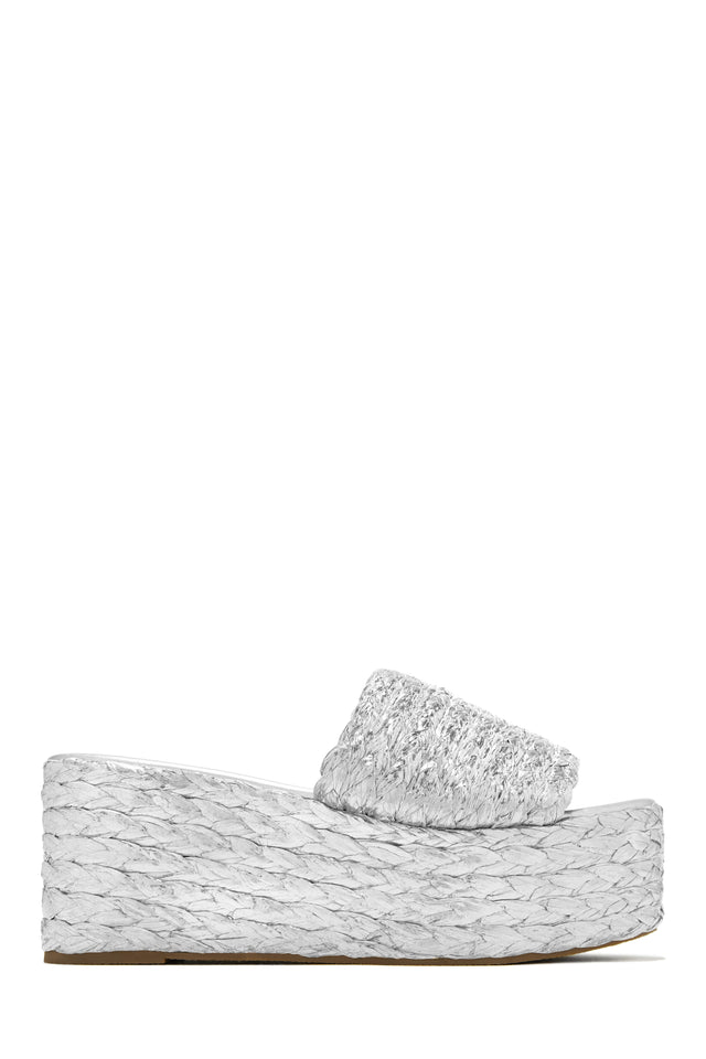 Load image into Gallery viewer, Silver Metallic Platforms
