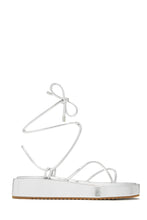 Load image into Gallery viewer, Mykonos Island Lace Up Platform Sandals - Silver

