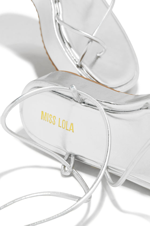 Load image into Gallery viewer, Mykonos Island Lace Up Platform Sandals - Silver
