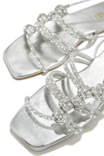 Load image into Gallery viewer, Ibiza Nights Embellished Lace Up Sandals - Silver
