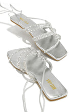 Load image into Gallery viewer, Ibiza Nights Embellished Lace Up Sandals - Silver
