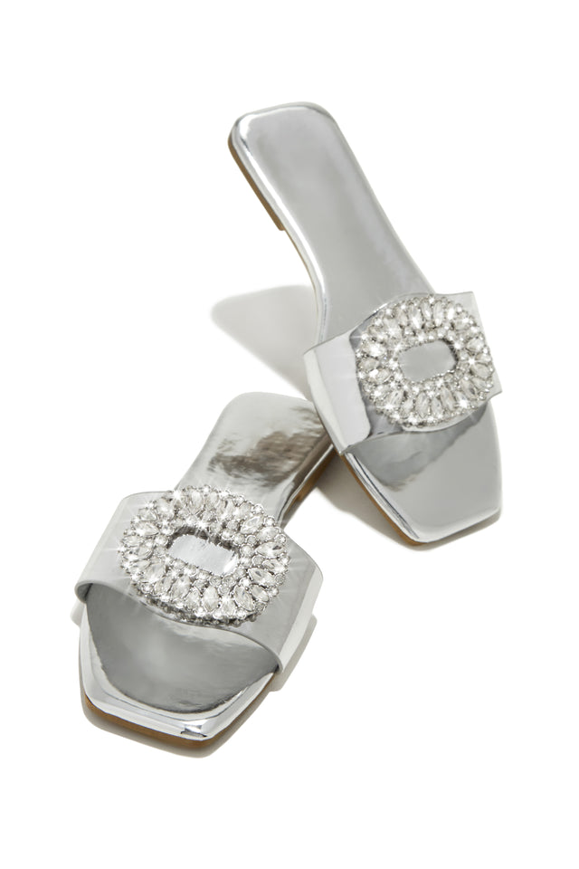 Load image into Gallery viewer, Metallic Summer Silver Sandals
