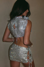 Load image into Gallery viewer, Zelda Embellished Two Piece Skirt Set - Silver
