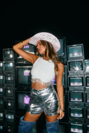 Metallic Silver Shorts
