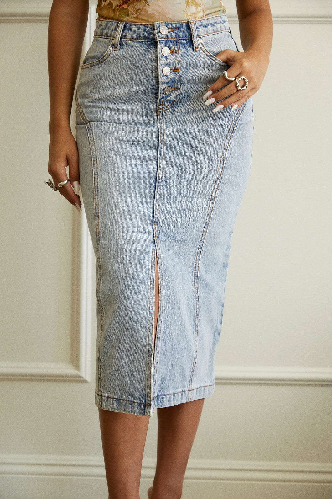 Light Wash Denim Skirt