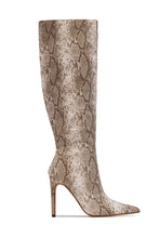 Load image into Gallery viewer, Haleigh Below The Knee Heel Boots - Nude Snake
