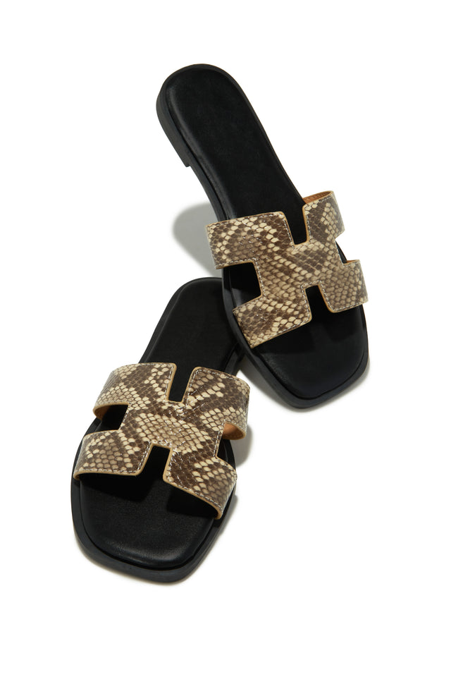Load image into Gallery viewer, Snake Print Slip On Sandals with Lightly Padded Insole
