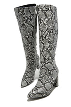 Load image into Gallery viewer, Fine Time Block Heel Knee High Boots - Snake

