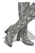 Load image into Gallery viewer, Fine Time Block Heel Knee High Boots - Snake
