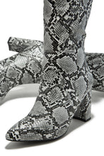 Load image into Gallery viewer, Fine Time Block Heel Knee High Boots - Snake
