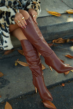 Load image into Gallery viewer, Portia Knee High Heel Boots - Brown
