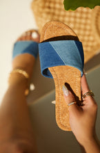Load image into Gallery viewer, Women Holding Denim Slip On Sandals
