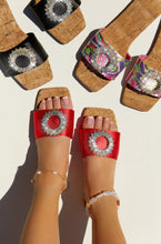 Load image into Gallery viewer, Women Wearing Red Embellished Sandals
