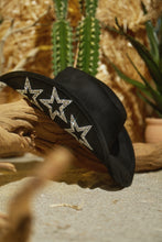 Load image into Gallery viewer, Star Muse Embellished Cowgirl Hat - Black
