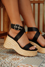Load image into Gallery viewer, Summer Brunch Platform Wedges - Black
