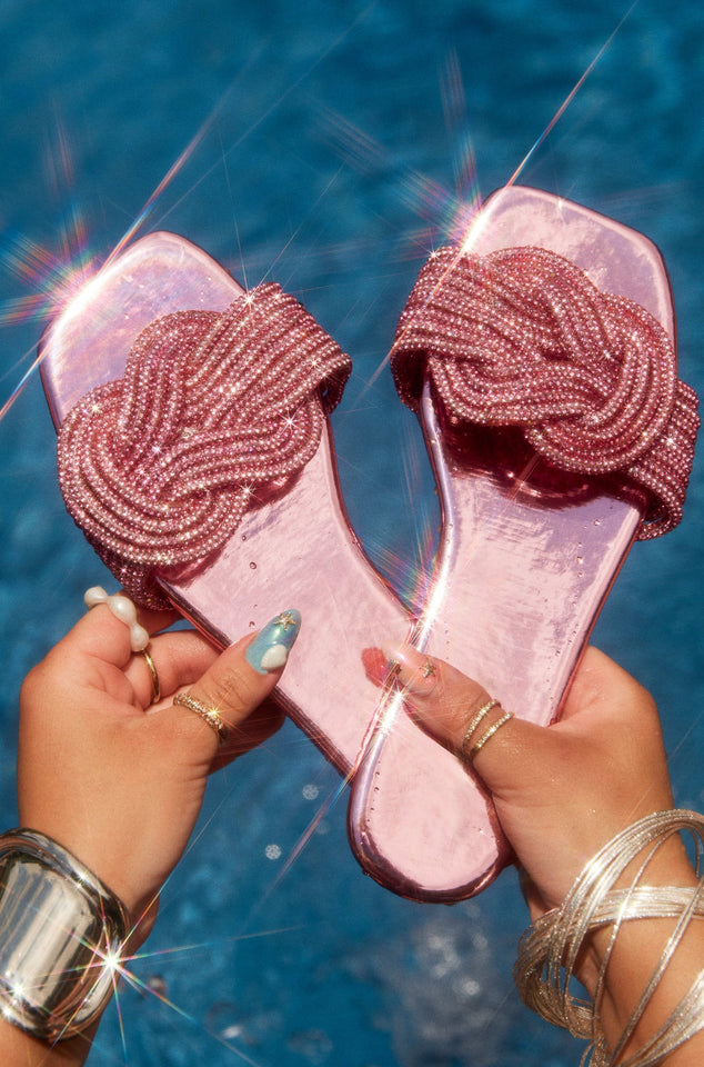 Load image into Gallery viewer, Women Holding Pink Embellished Sandals

