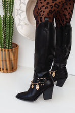 Load image into Gallery viewer, Sunsets &amp; Festivals Cowgirl Boots - Black

