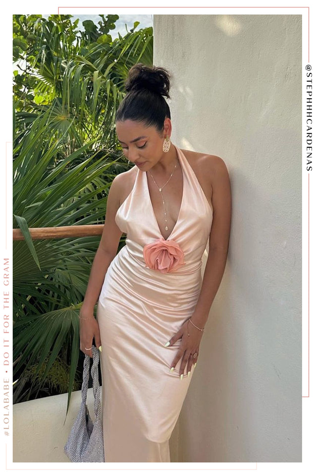 Load image into Gallery viewer, Blush Pink Halter Neck Dress
