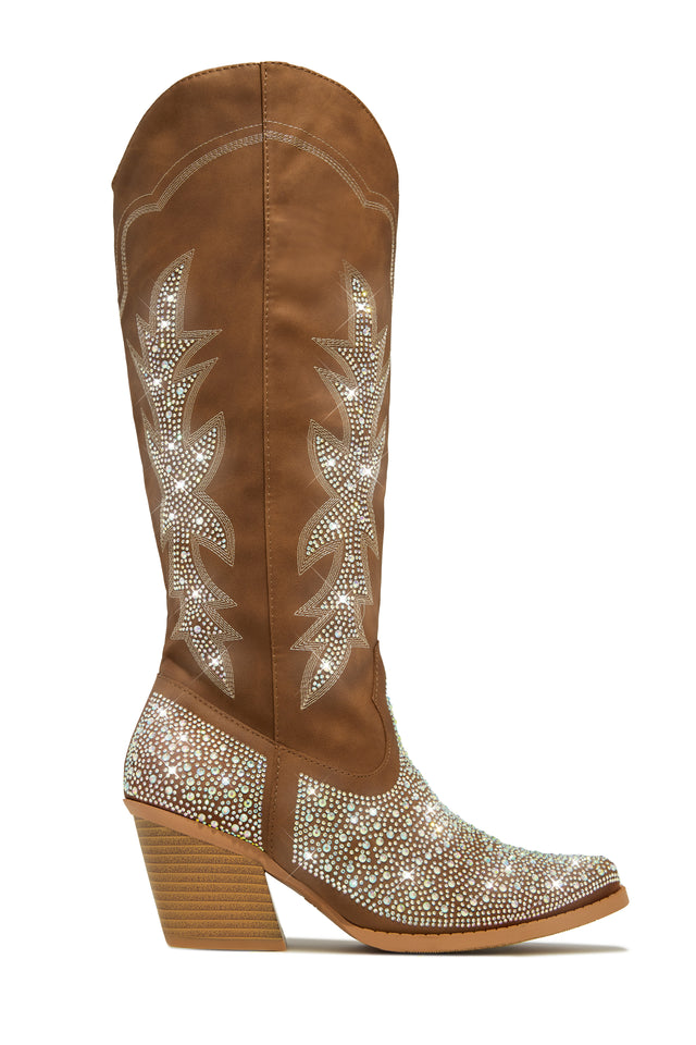 Load image into Gallery viewer, Tan Rhinestone Boots
