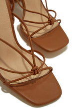 Load image into Gallery viewer, Briella Lace Up Block Heels - Tan
