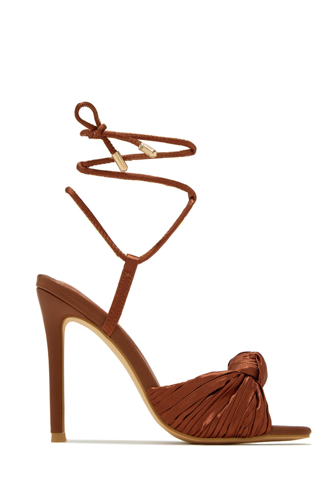 Load image into Gallery viewer, Brown Tie Up Summer High Heels
