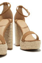 Load image into Gallery viewer, Tan Chunky Platform Heels
