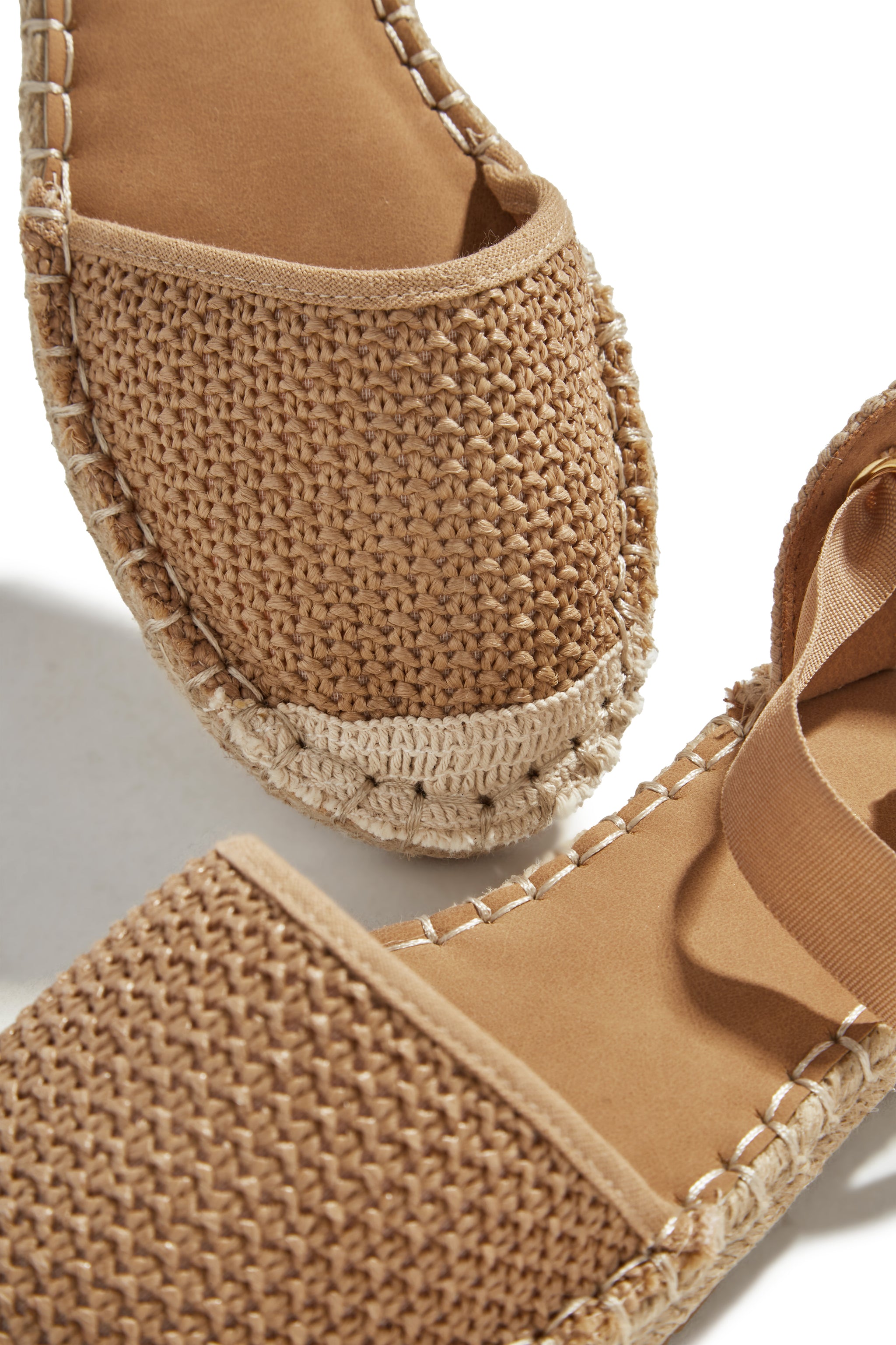 Miss Lola Vacation Sun Tan Lace Up Espadrille Flats MISS LOLA