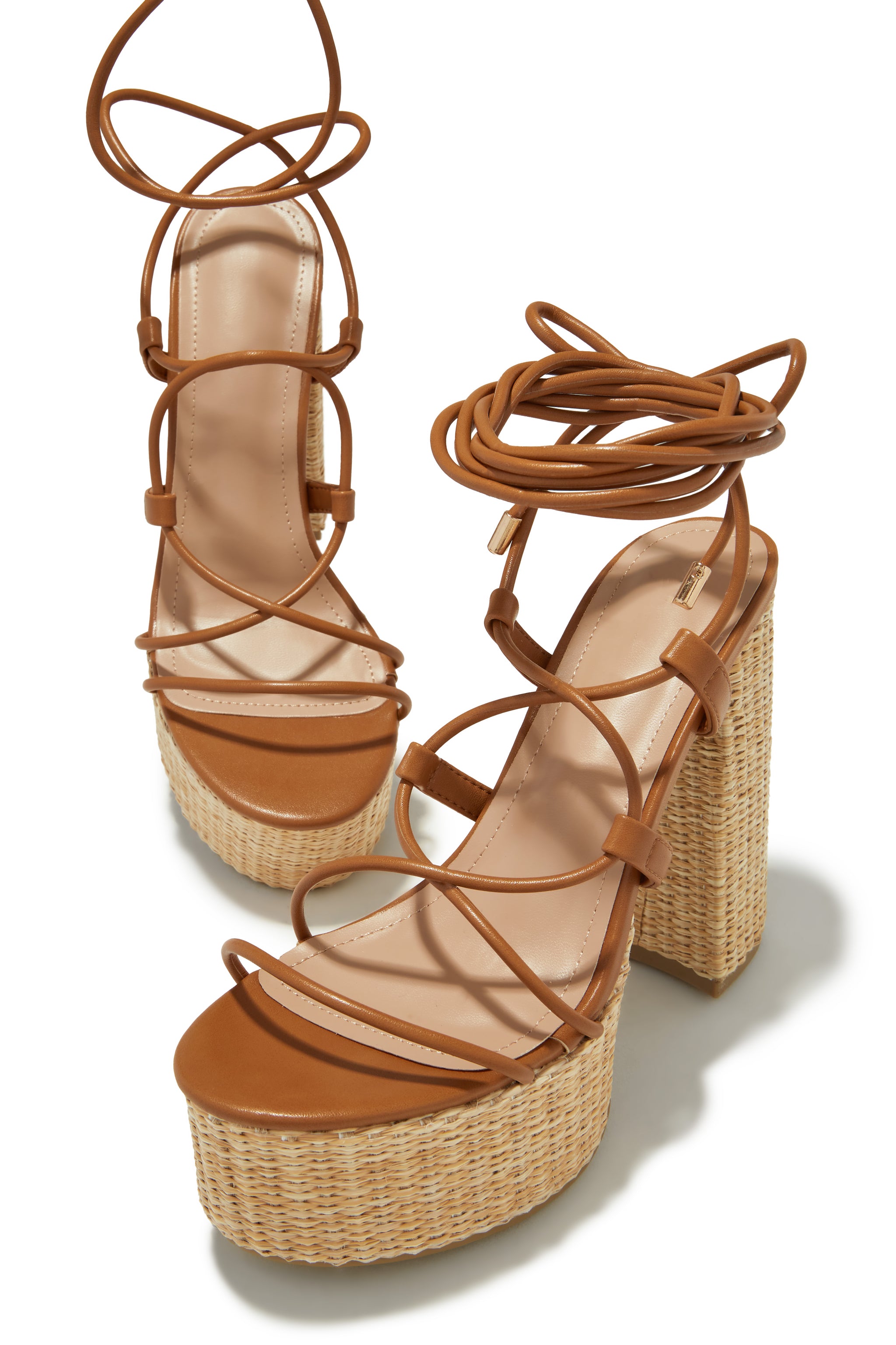 Miss Lola | Chantal Tan Lace Up Platform Block Heels – MISS LOLA Miss Lola | Chantal Tan Lace Up Platform Block Heels – MISS LOLA